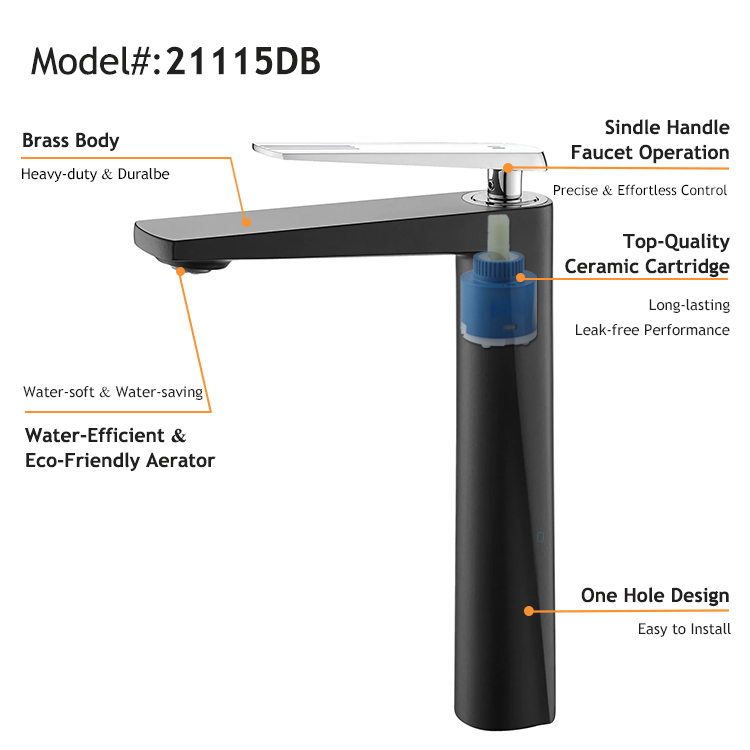 Современный дизайн с одной ручкой, установленный на палубе, высокий смеситель для ванной комнаты, смеситель для раковины