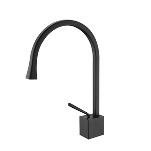 Смеситель для раковины ванной комнаты с одной ручкой из латуни черного цвета с лебедем в современном дизайне