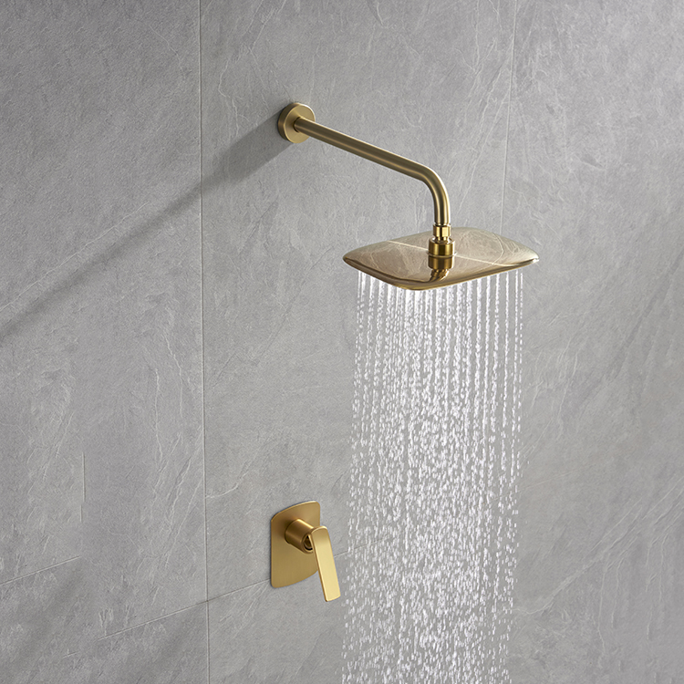 Luruxy Hotel Brushed Gold Встраиваемый в стену с одной ручкой Rainfall Ванная комната Скрытый смеситель Душевой набор