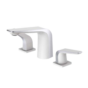 Современный белый хромированный смеситель для раковины с двумя ручками на палубе, латунный смеситель для раковины для ванной комнаты